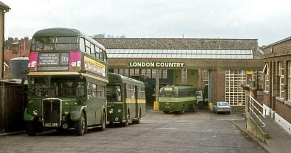 Tring Bus Depot on Western Rd 1970s